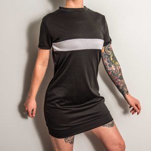 Black Tee Dress with White Stripe
